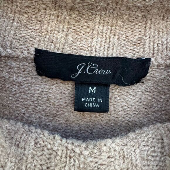 J. Crew Women's Mock Neck Sweater Alpaca Merino Wool Blend in Tan Size Medium - Picture 5 of 6